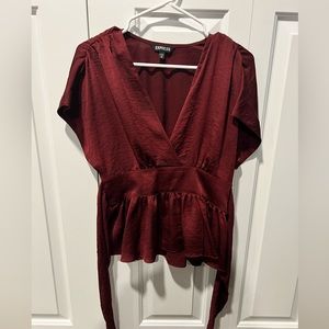 Express Burgundy Tie Top